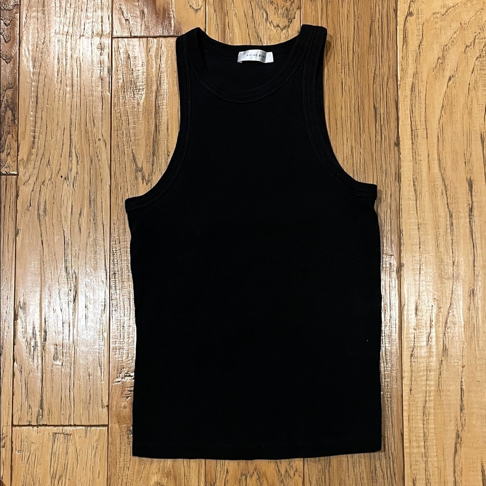 Anine Bing Black Ribbed Top - medium